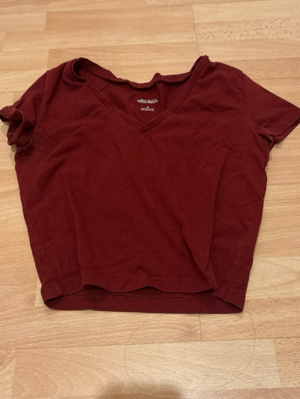 wild fable Maroon V-Neck Cropped Tee